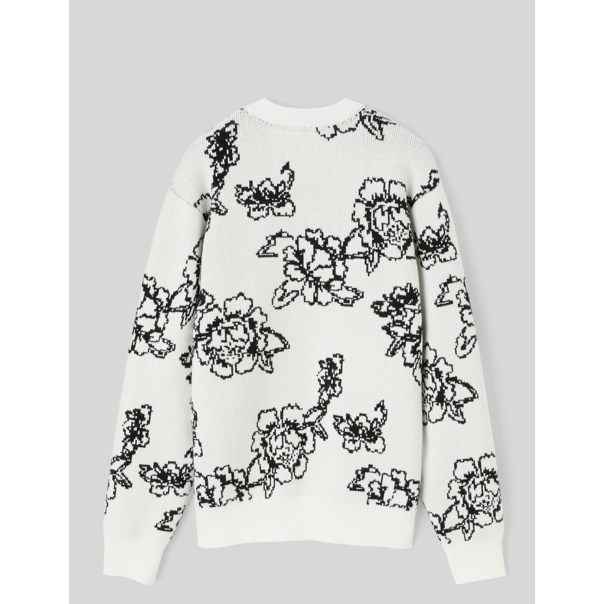 Pull jacquard fleurs blanc écru, BZB