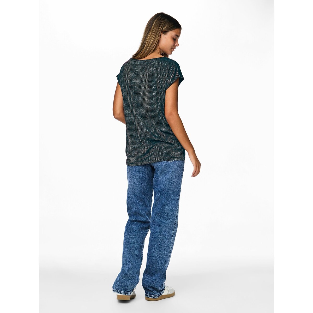 Camiseta efecto brillante azul/dorado, PIECES