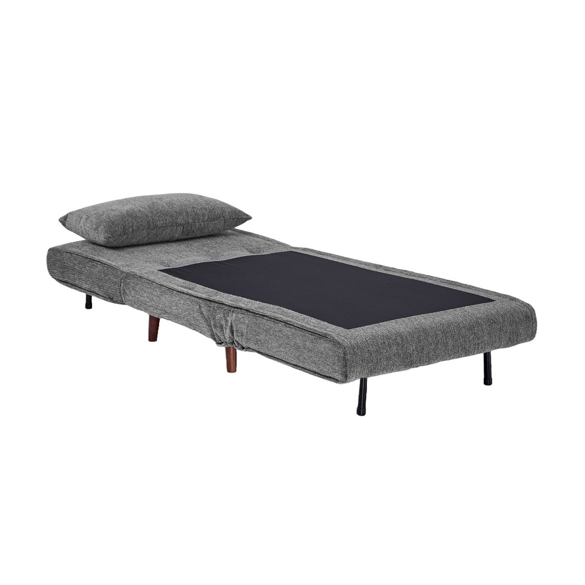 Chauffeuse convertible tissu chenille piètement bois 1 place GUEST gris, SWEEEK