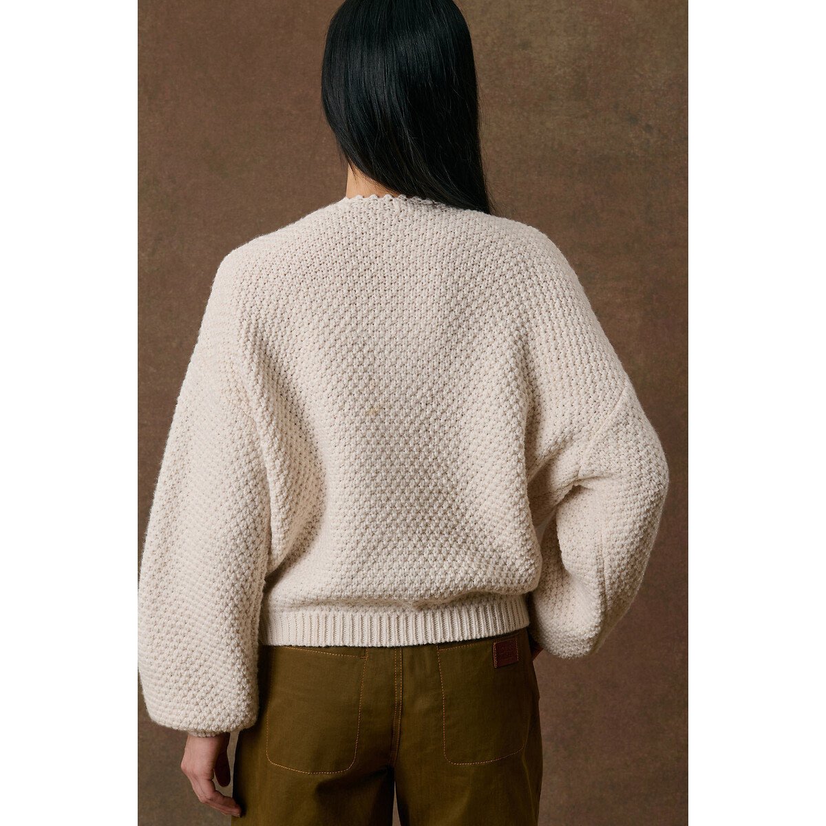 Cardigan col V brodé, LOMINA crème, LOUISE MISHA