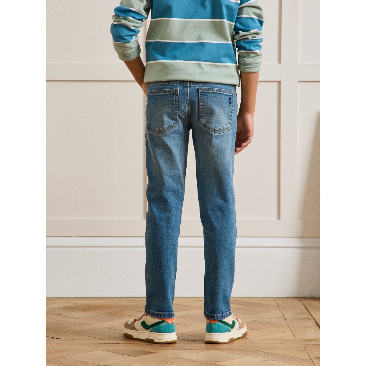 Jean droit bleu moyen uni, CYRILLUS