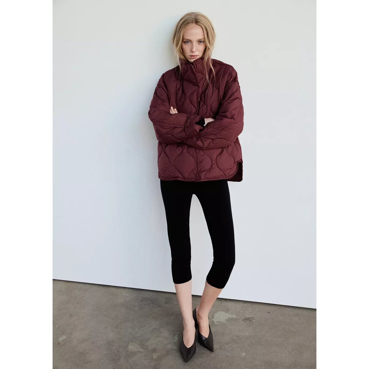 Anorak matelassé avec cache-cou amovible grenat, MANGO