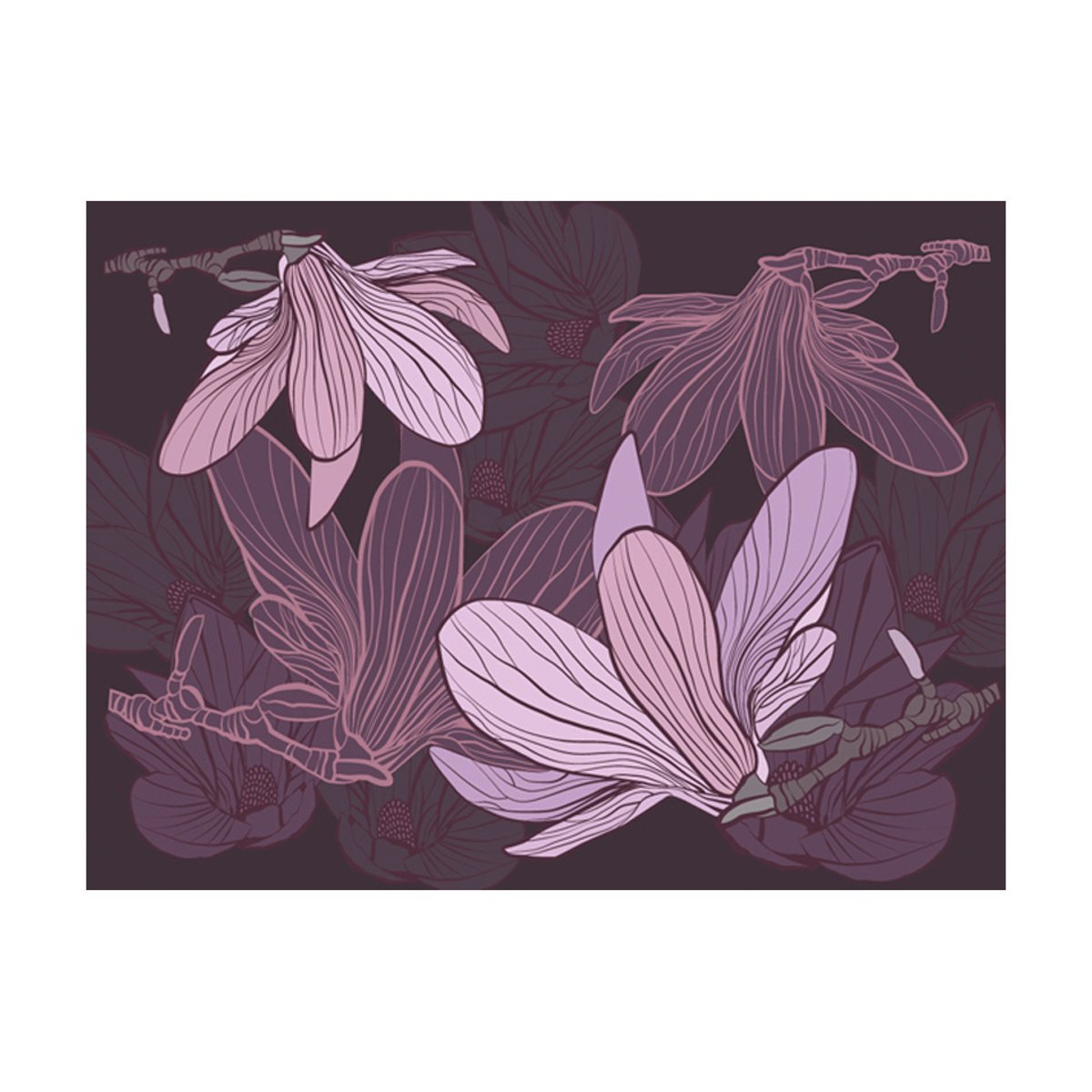 Papier peint intissé panoramique Dreamy flowers violet, EDEN