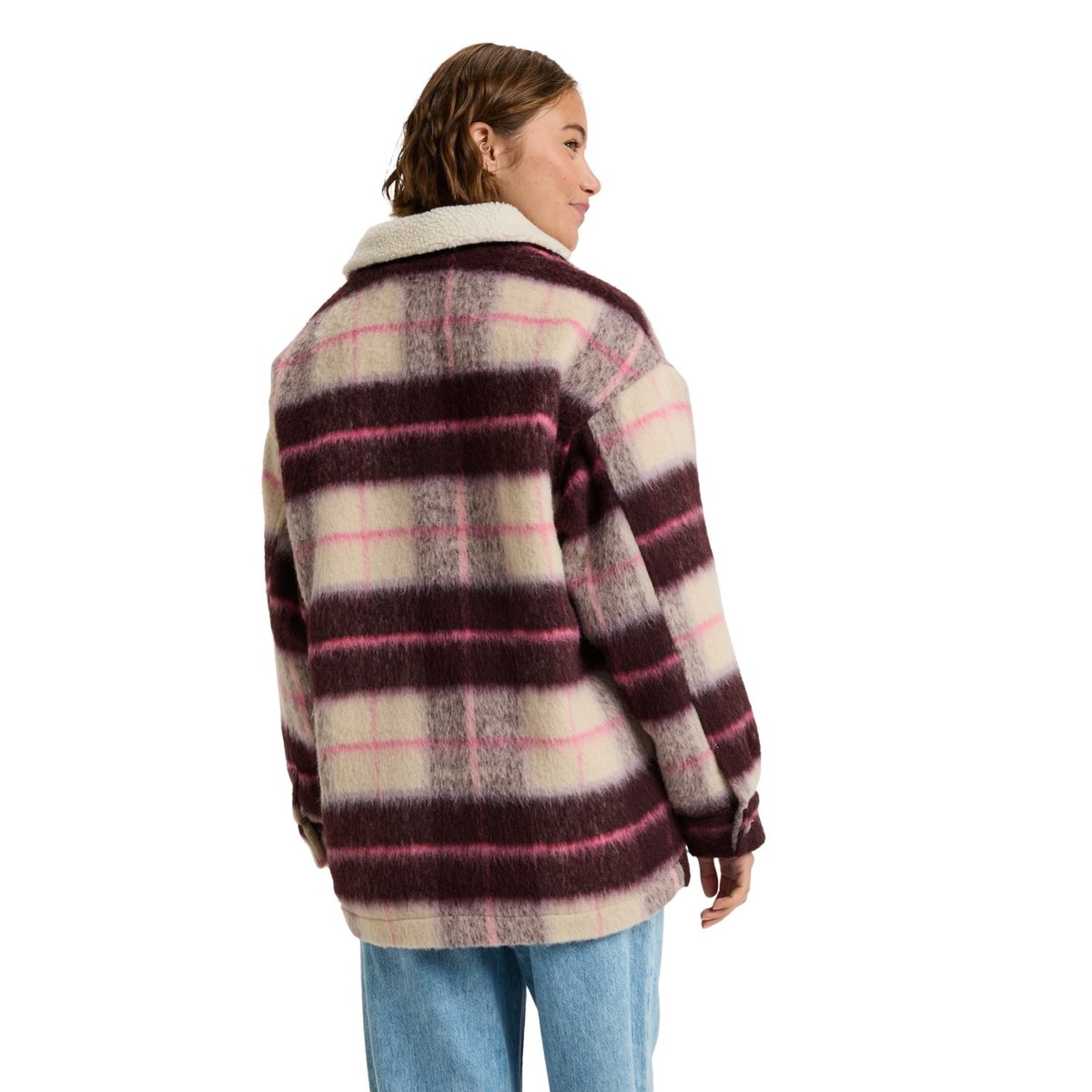 Manteau chemise à carreaux PASSAGE OF TIME. beige parchment mariachi plaid, ROXY