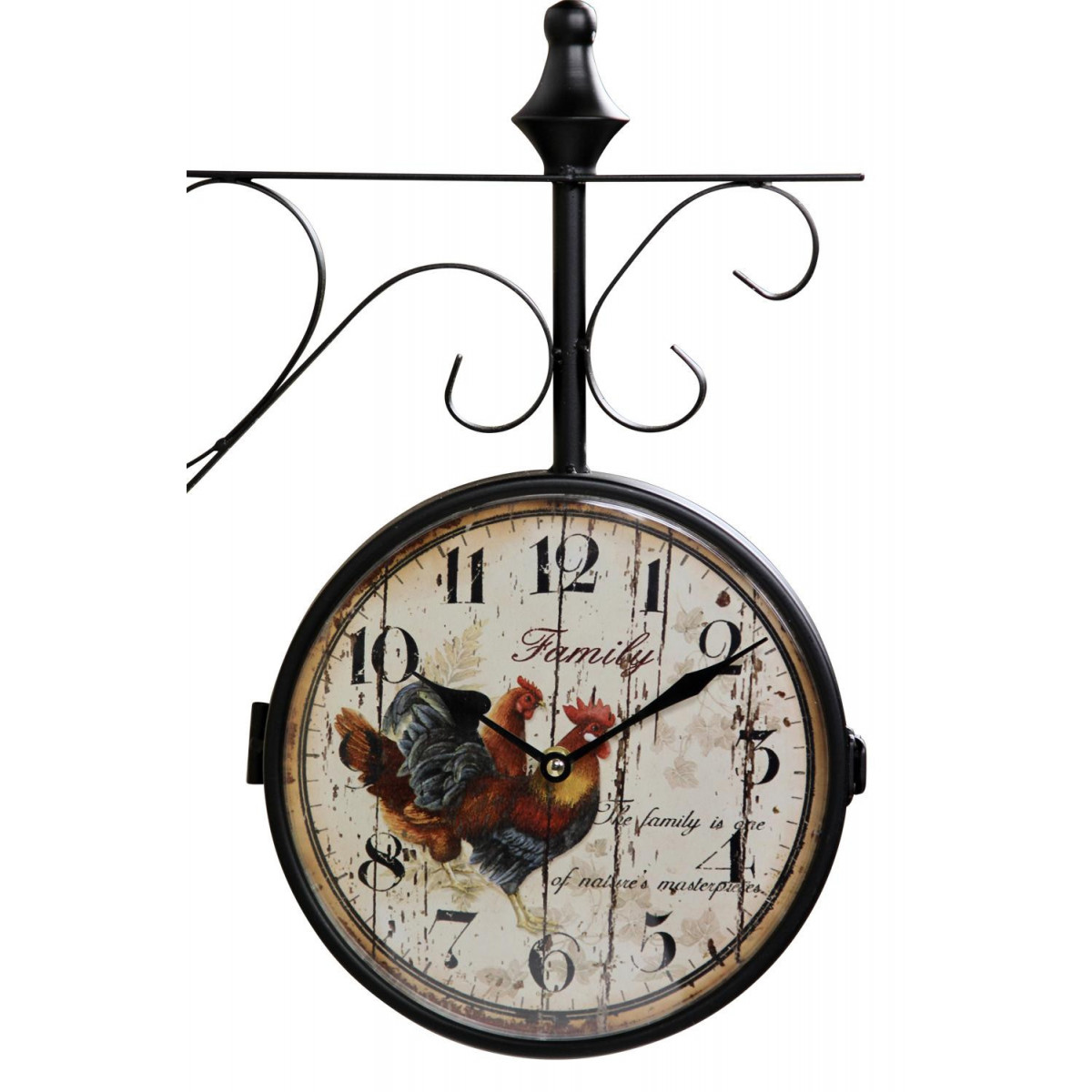 Horloge de gare ancienne double face family noir, DECORATION D’AUTREFOIS