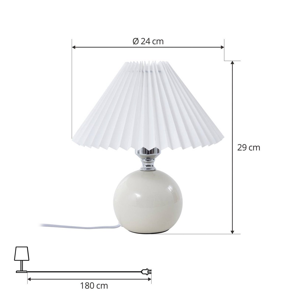 Lampe à poser en céramique scandinave crème, LINDBY