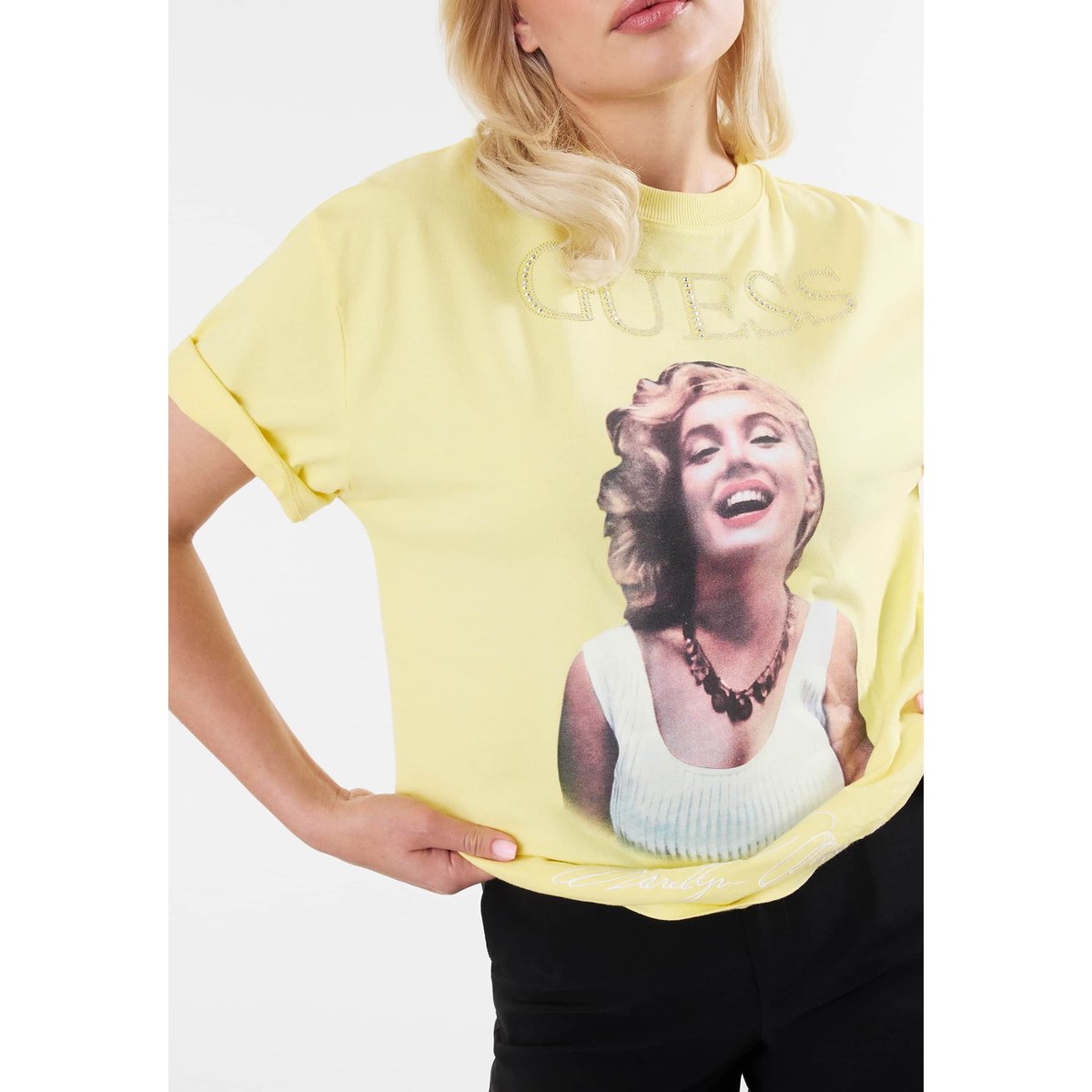 T-Shirt Imprimé jaune, GUESS