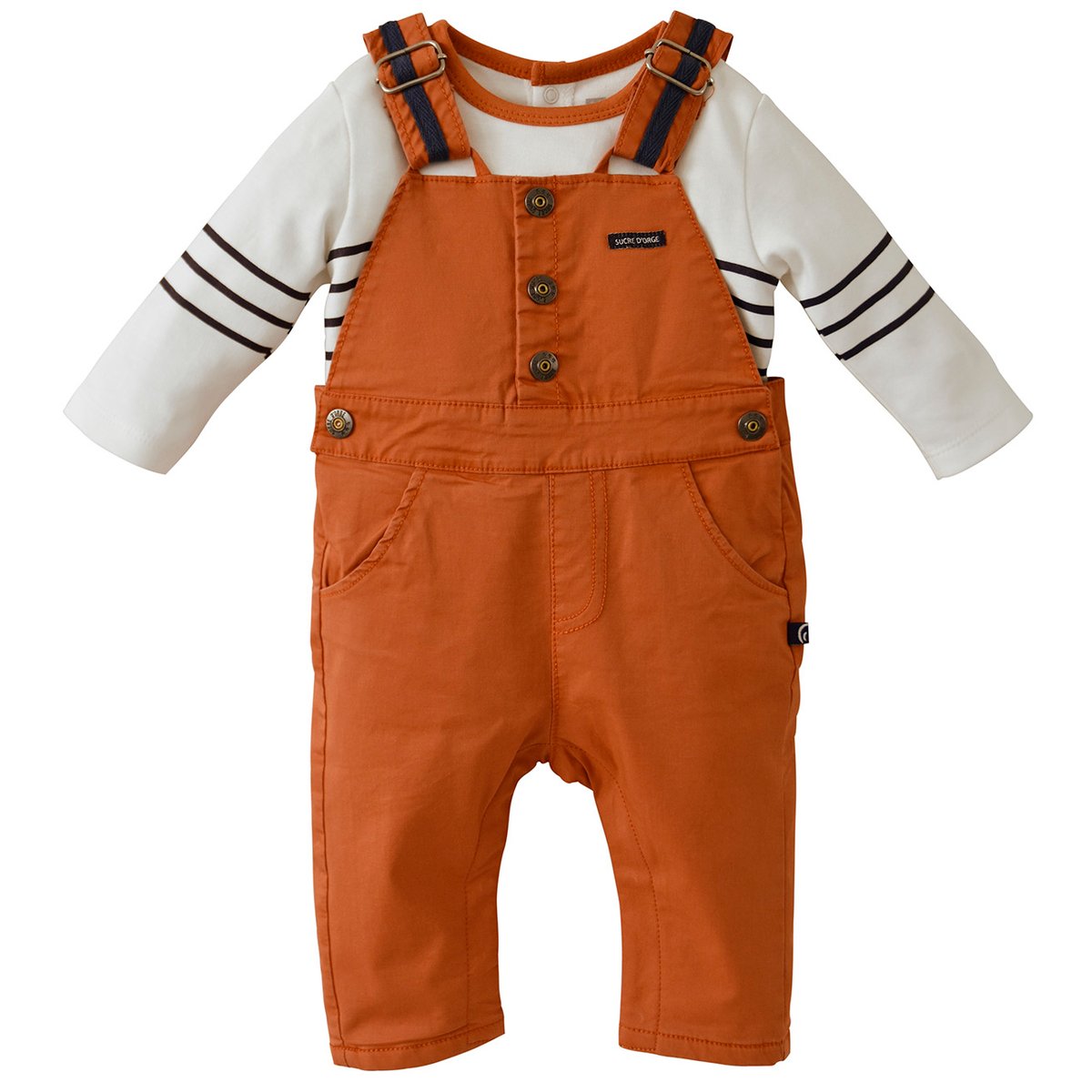 Tee shirt et salopette bartolo marron, SUCRE D'ORGE