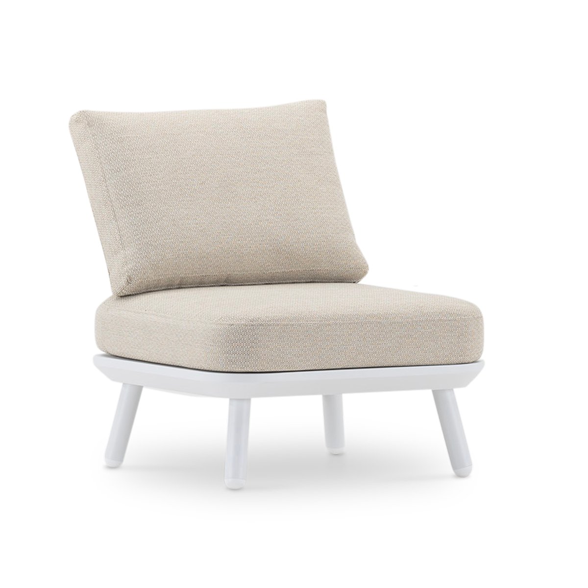 Fauteuil de jardin, MATILDA blanc, coussin beige, DEFORA HOME