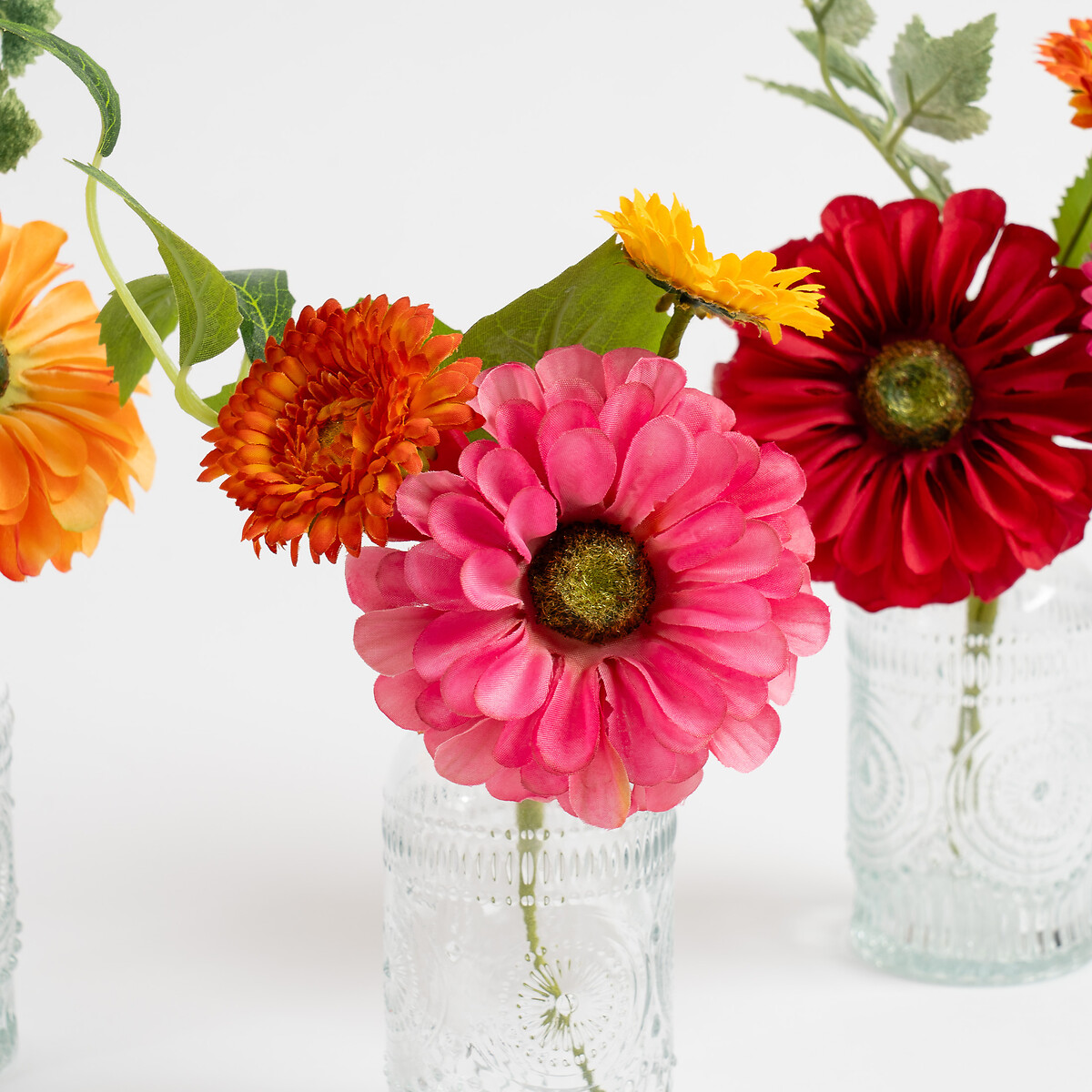 Set of 3 Floral Mini Posies & Glass Vases pink, SO'HOME
