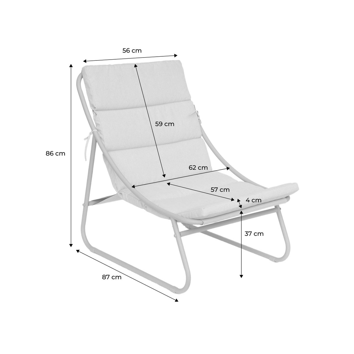 Fauteuil relax acier (lot de 2) EDENA beige, SWEEEK