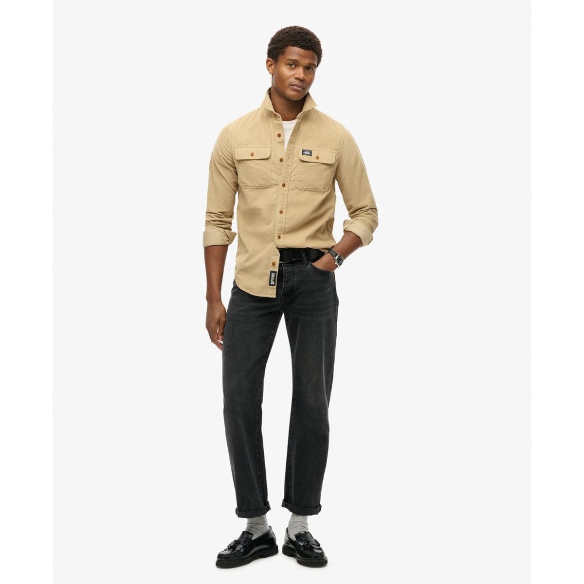 Chemise Trailsman Velours Côtelé Coupe Décontractée marron taupe délavé, SUPERDRY