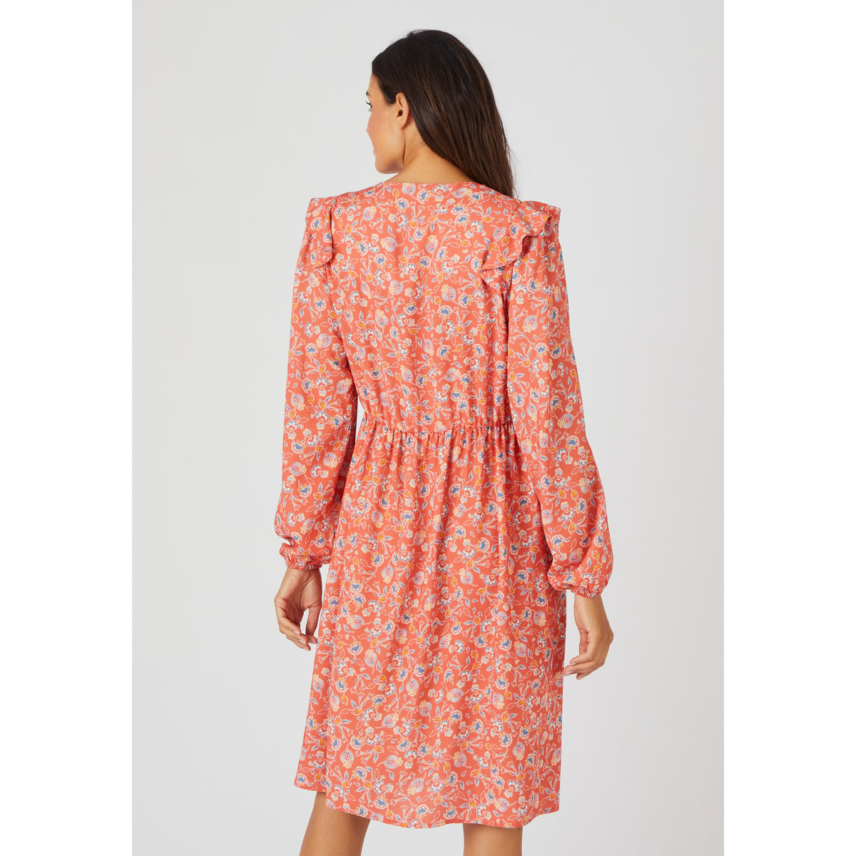 Robe-chemise fibres pure viscose Lenzing(TM) rouge terracotta fleuri, DAMART