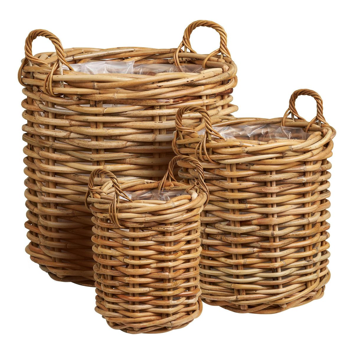 Cache-pot en rotin tressé (lot de 3) beige, PIER IMPORT