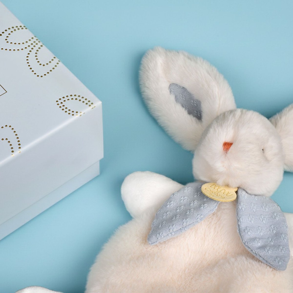 Doudou Lapin blanc, bleu, DOUDOU ET COMPAGNIE
