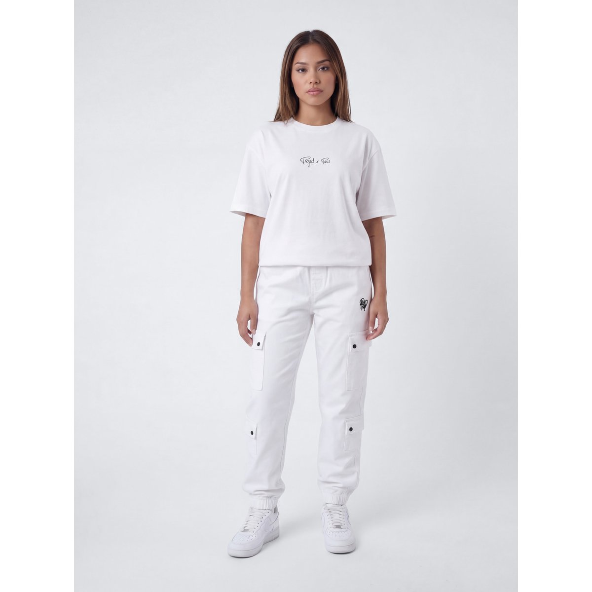 Cargo multi-poches avec serrage élastique blanc, PROJECT X