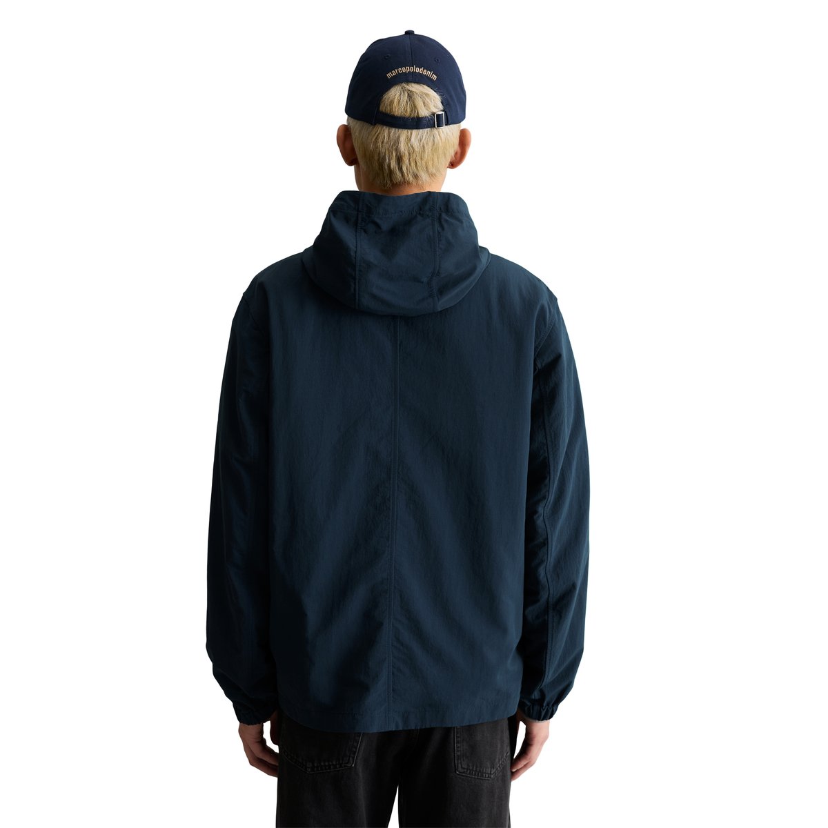 Veste à capuche regular en matériau recyclé hydrofuge bleu foncé, MARC O’POLO DENIM