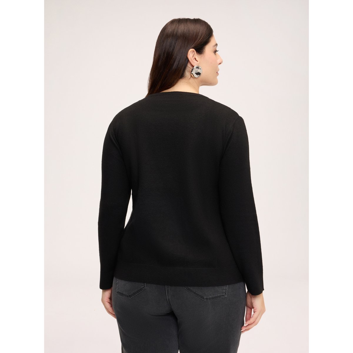 Pull col rond à motif argyle gris, FIORELLA RUBINO