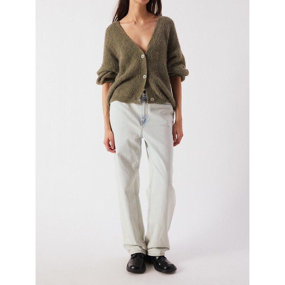 Gilet ample col V, EAST vert kaki, AMERICAN VINTAGE