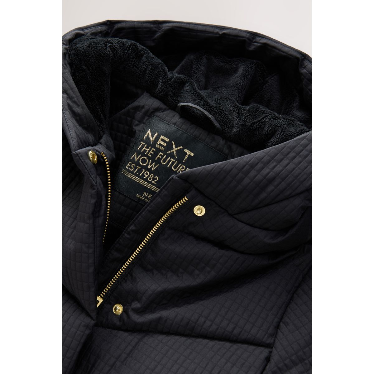 Manteau rembourré imperméable texturé noir, NEXT