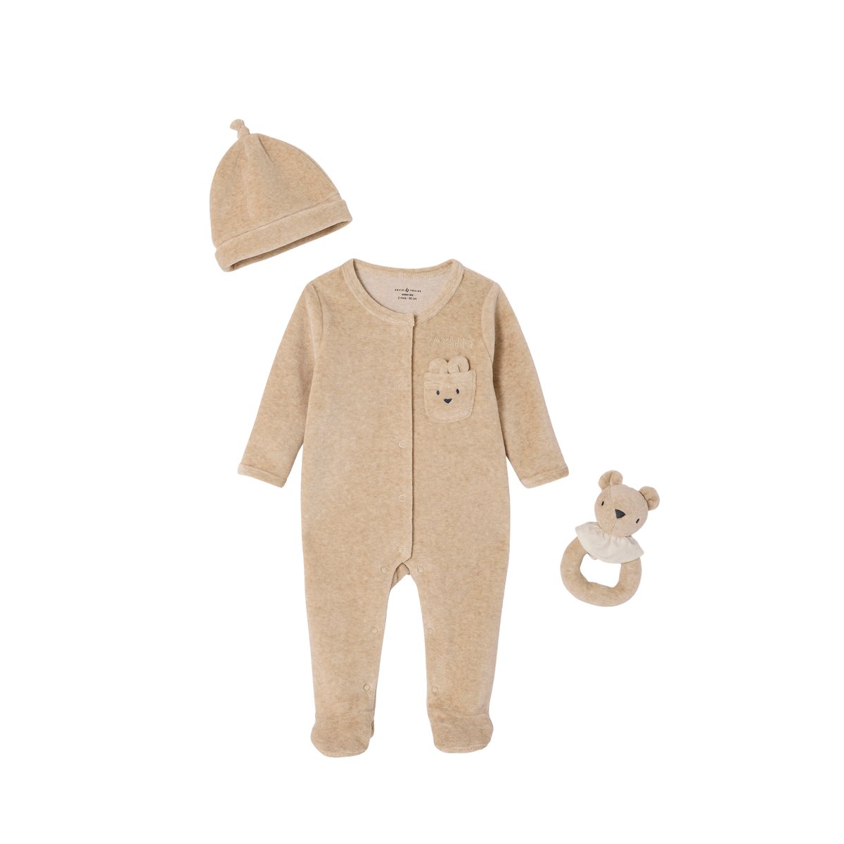 Coffret naissance mixte bébé beige chiné, ENVIE DE FRAISE