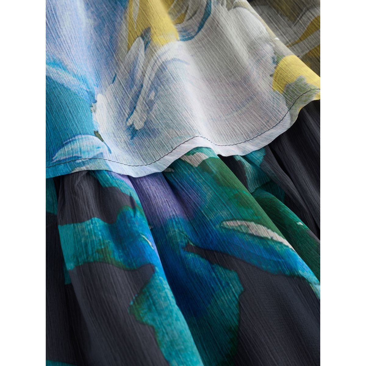 Robe de cérémonie longue imprimée à volants imprimé floral bleu marine, NEXT