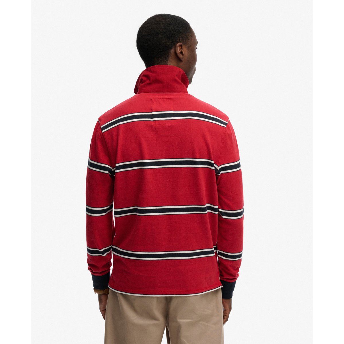 Polo de Rugby Vintage Athletic Stripe rouge rayé, SUPERDRY