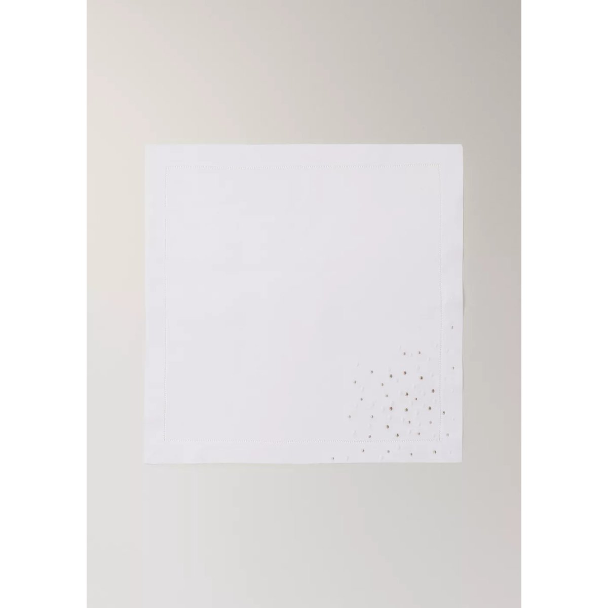Lot de 2 serviettes de table en lin brodé confettis blanc, MANGO HOME