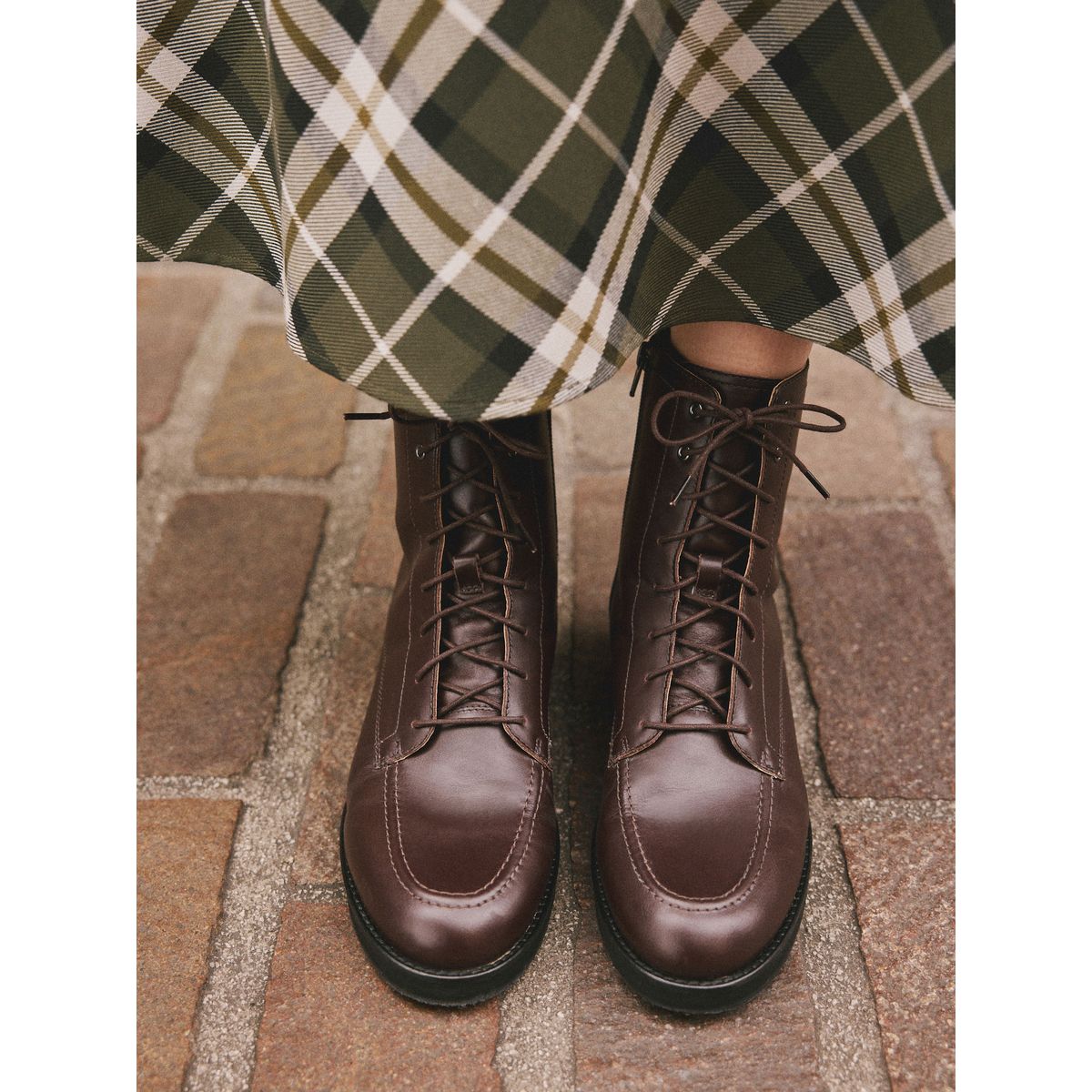 Bottines forever comfort® à lacets cuir rouge bourgogne, NEXT