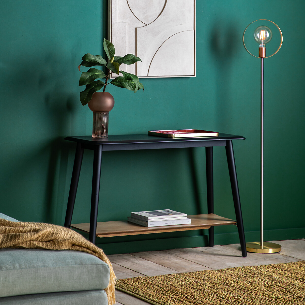 Morena Oak Console Table with Shelf black, SO'HOME