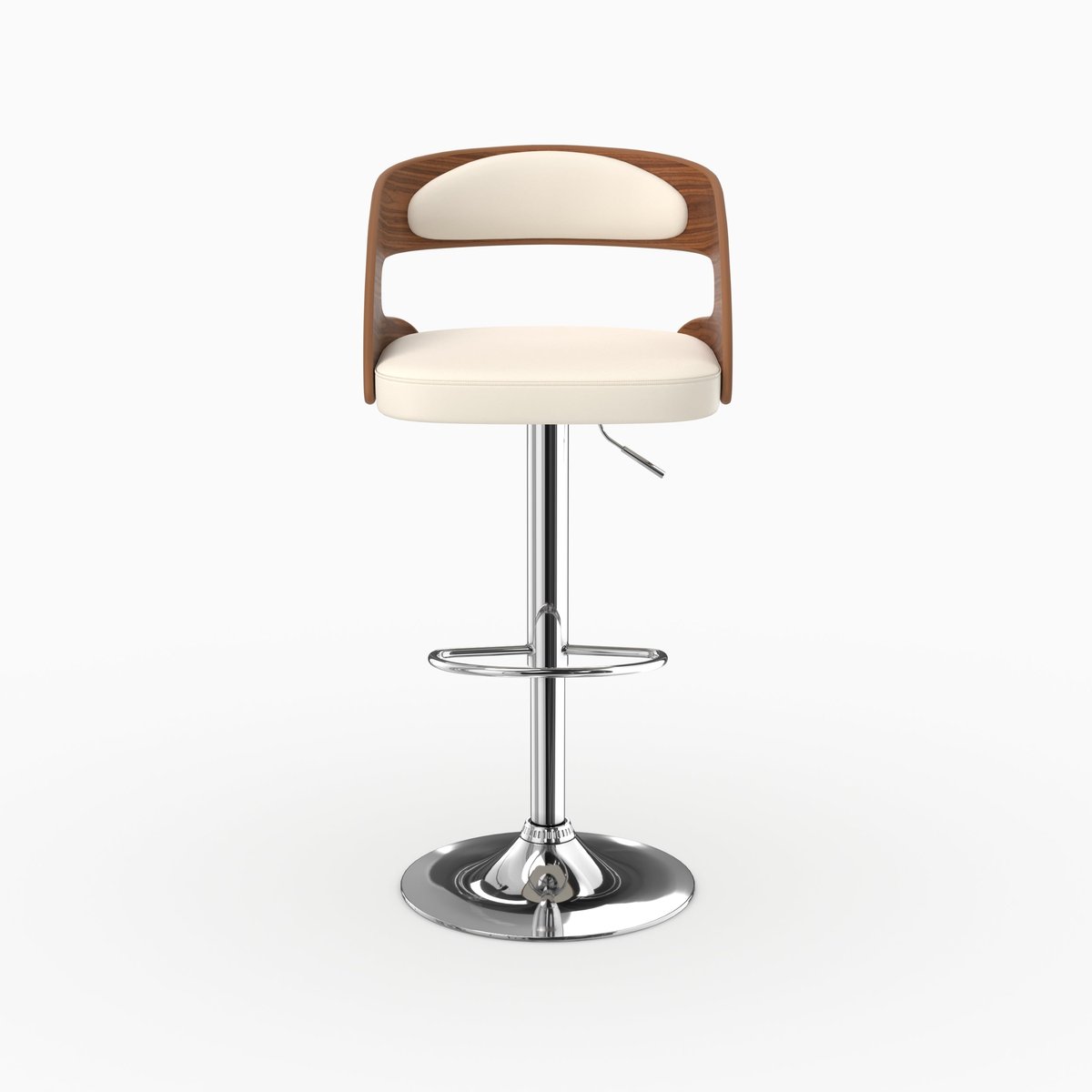 Chaise de bar réglable 62/84 cm en cuir synthétique - LOUIS blanc, MAISON PAVANE