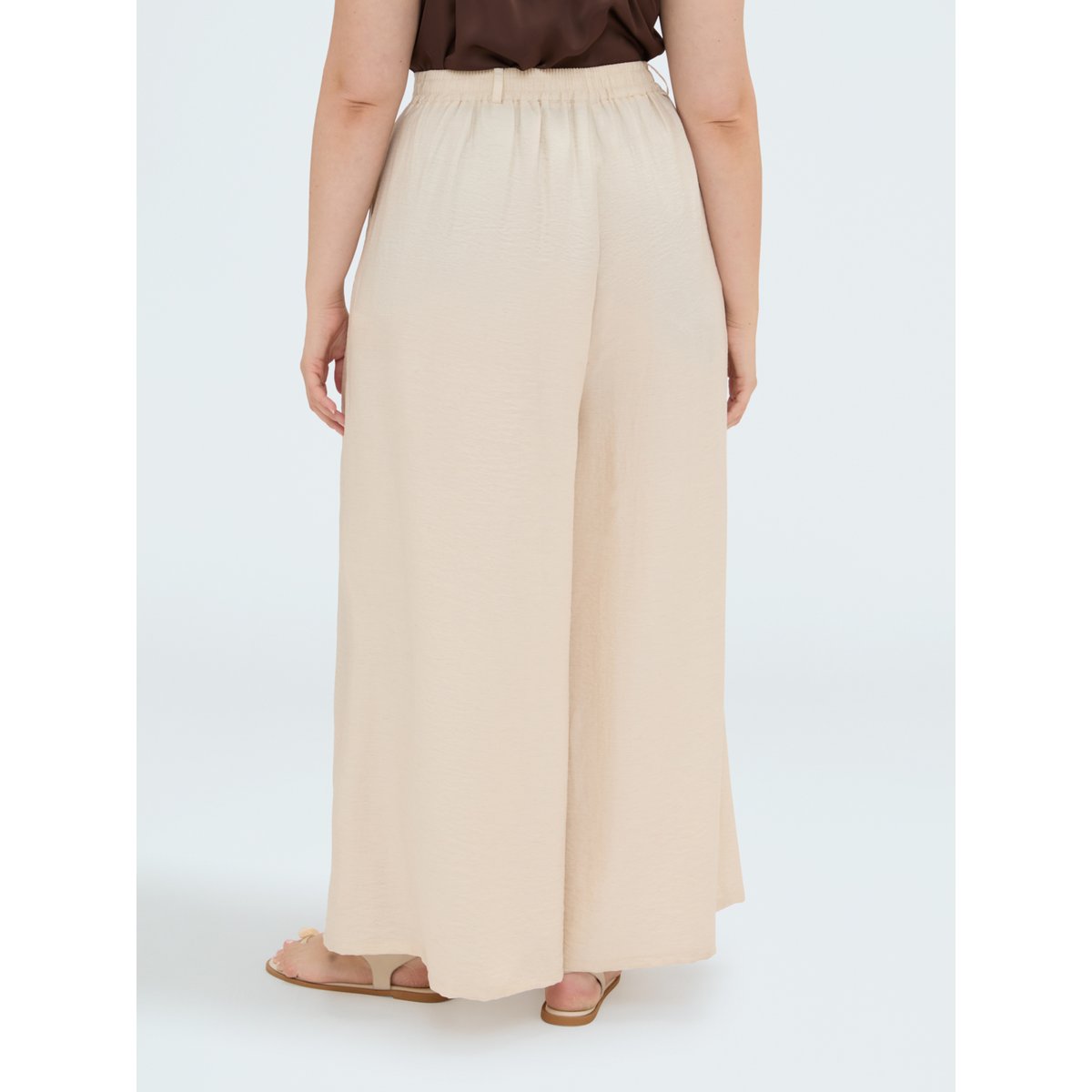 Pantalon palazzo à pinces beige, FIORELLA RUBINO
