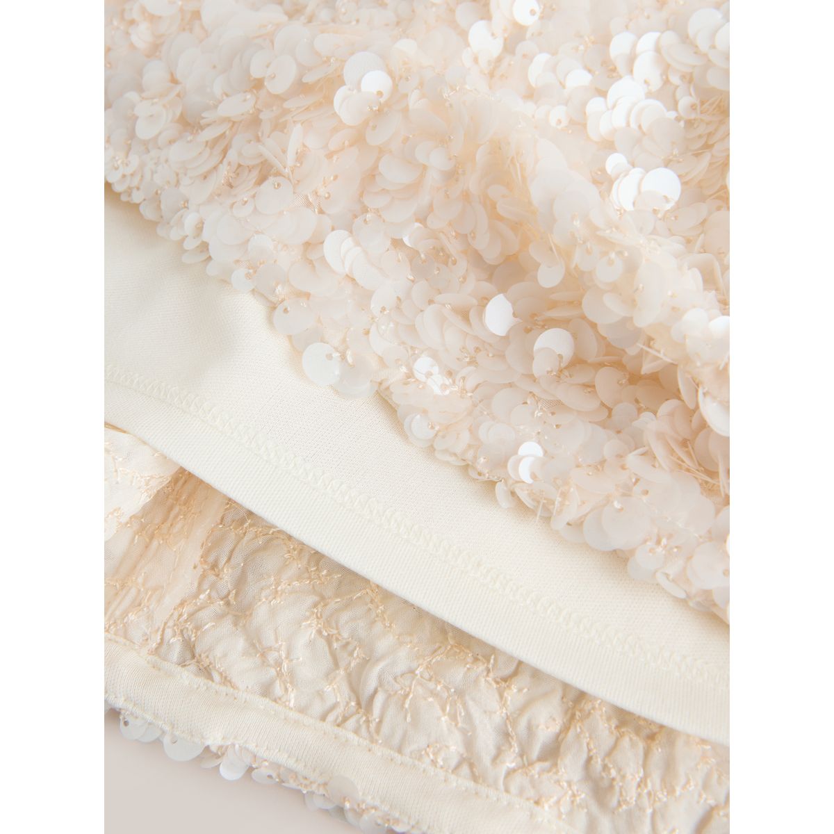 Robe courte bandeau grande occasion à sequins paillettes blanches, NEXT