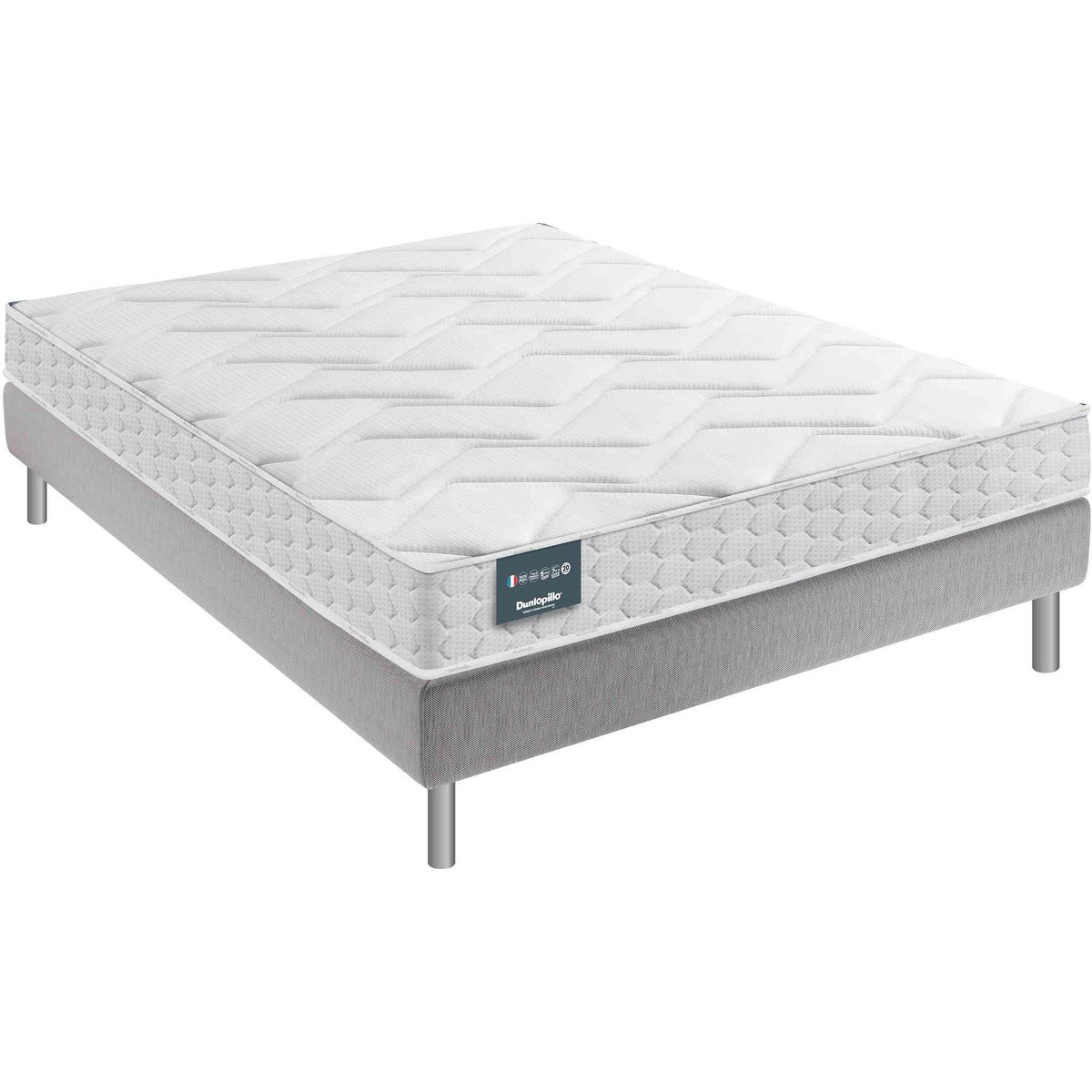 Matelas Aérial® 20cm, sommier pieds JONQUILLE blanc, DUNLOPILLO
