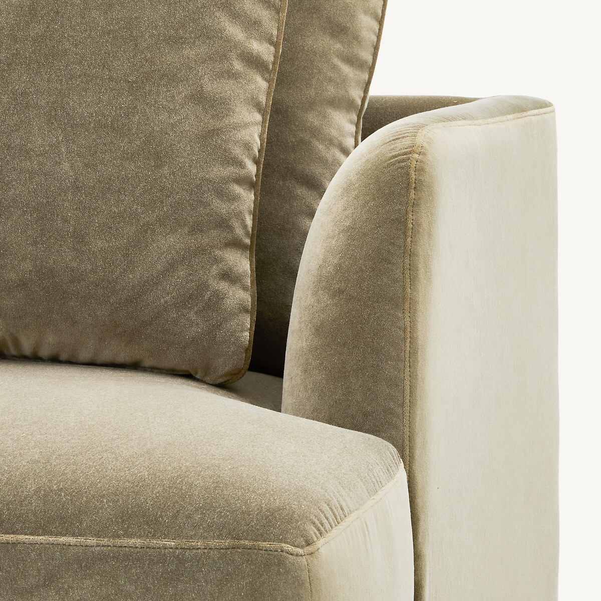Demi-canapé droit, modulable en velours de lin, TIBERIO tilleul, AM.PM