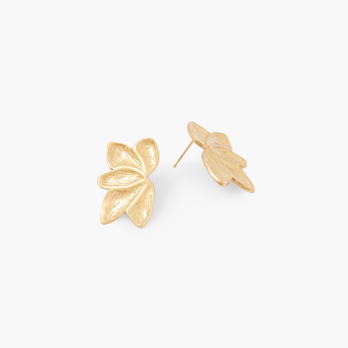 Boucles d'oreilles feuilles en acier inoxydable doré, BALABOOSTE