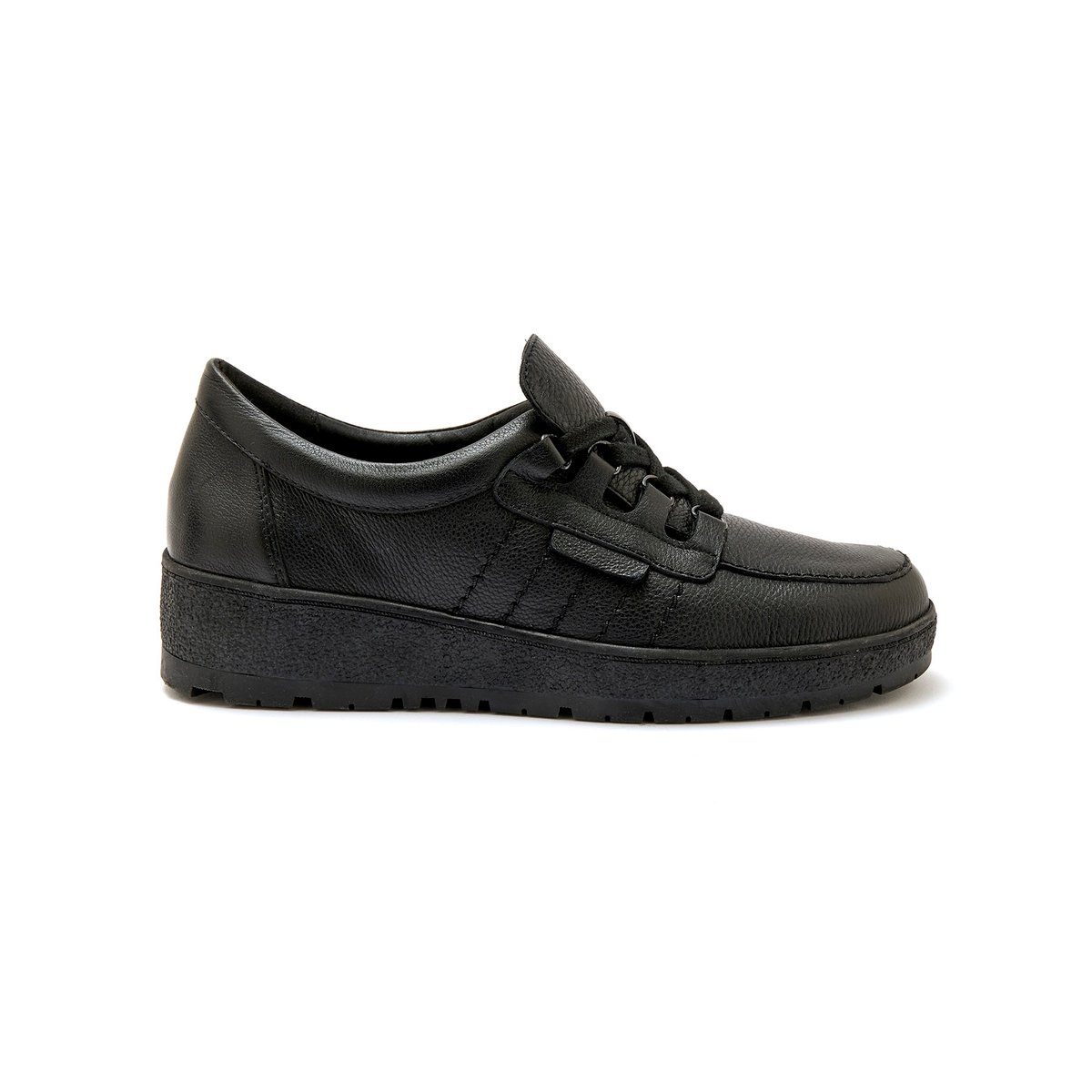 Derbies compensés cuir noir, PEDICONFORT