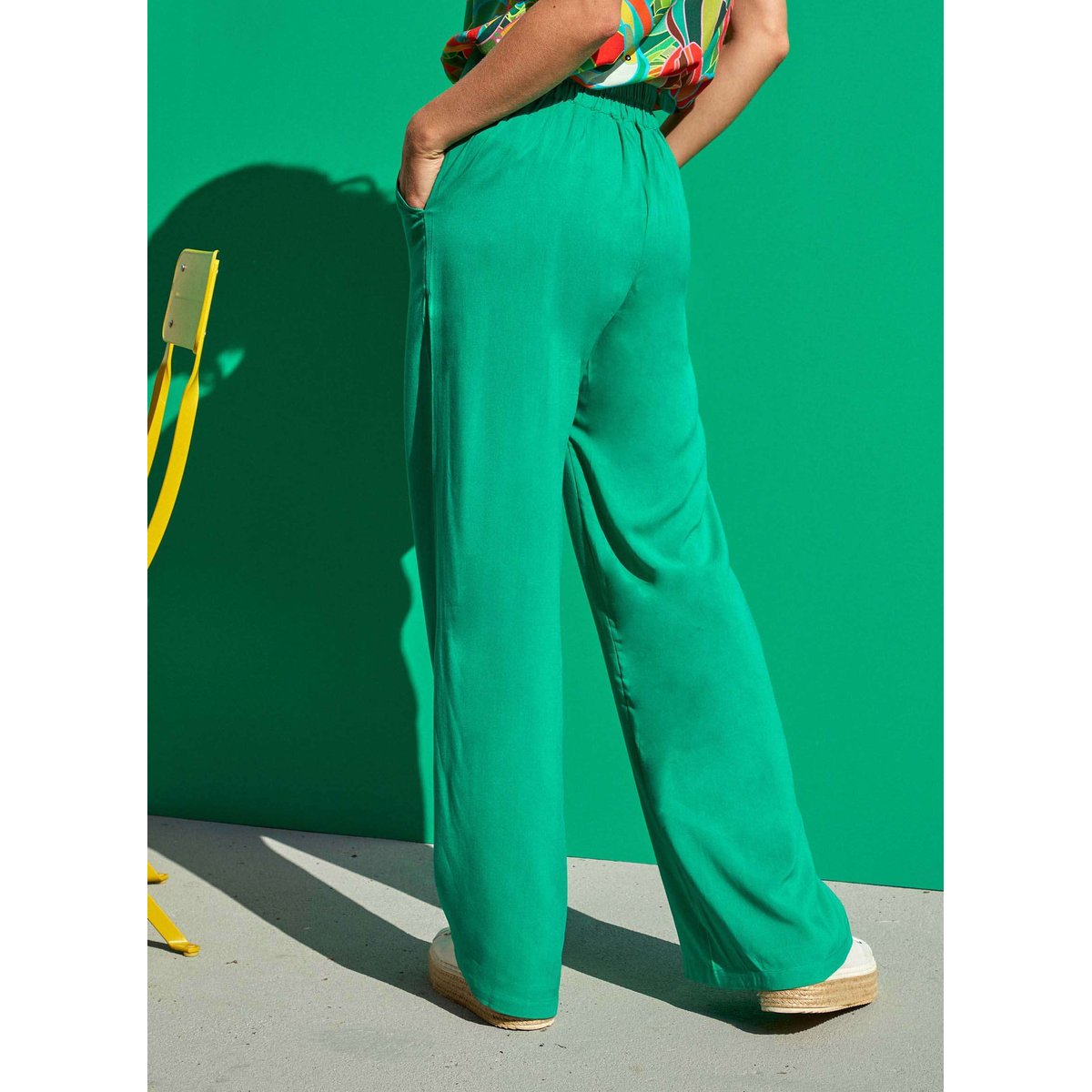 Pantalon fluide ample ecovero ESTIA vert prairie, LA FIANCÉE