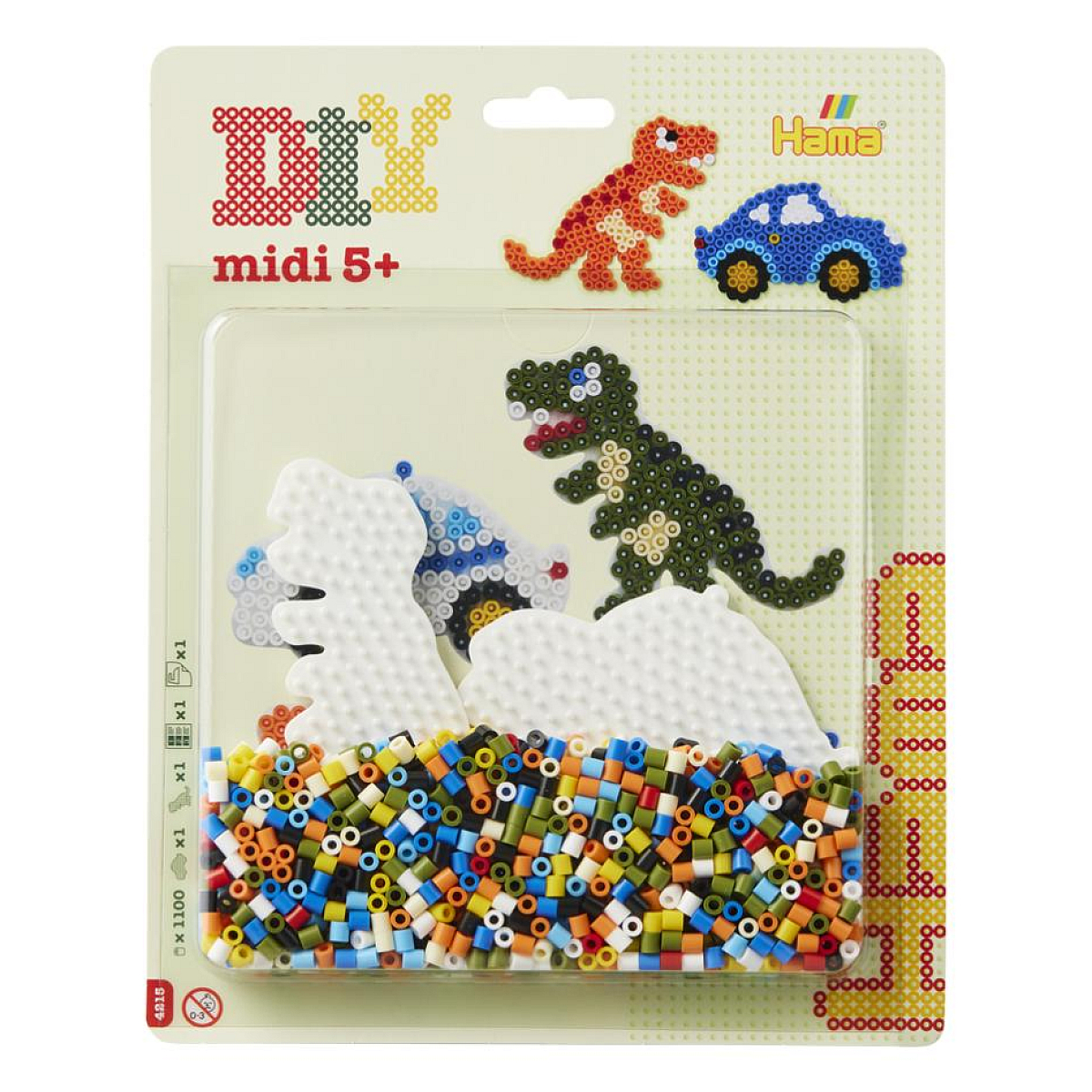 Perles a repasser grand modele - plaques dino et voiture couleur unique, HAMA