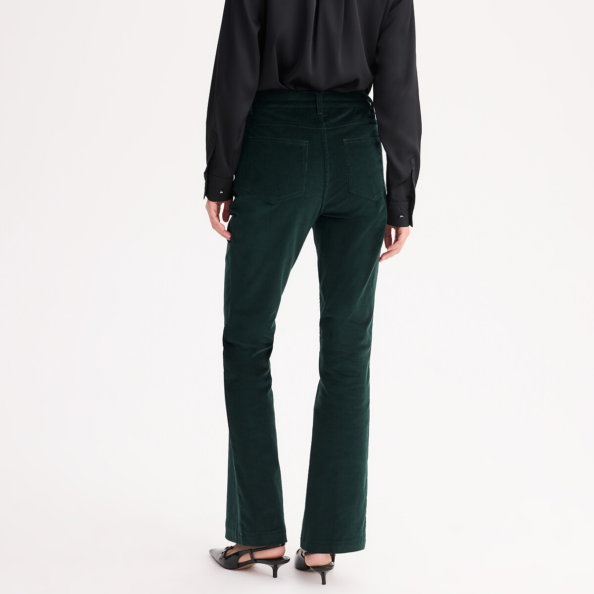 Pantalon bootcut en velours côtelé vert cèdre, ANNE WEYBURN