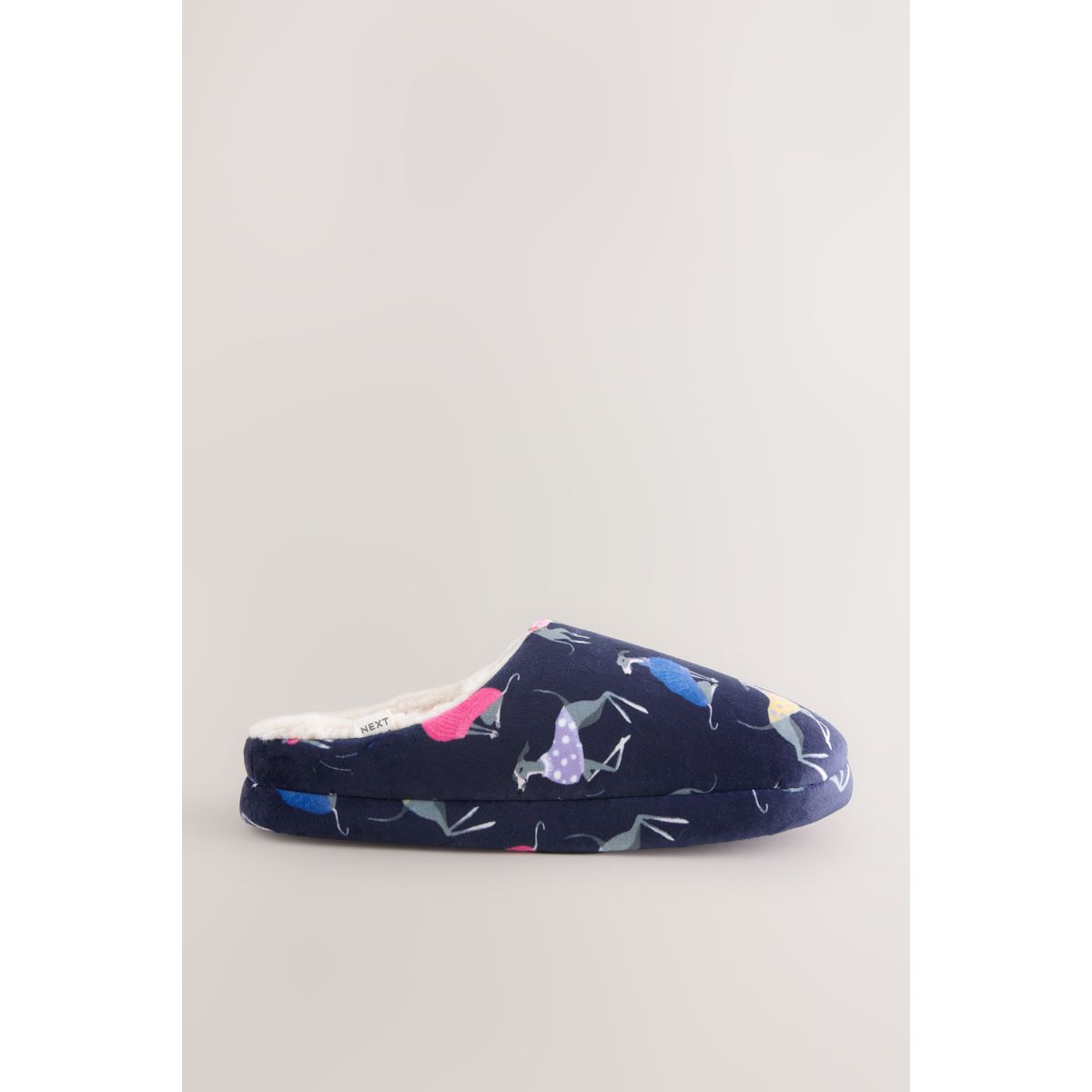 Chaussons mules imprimé chien bleu marine, NEXT