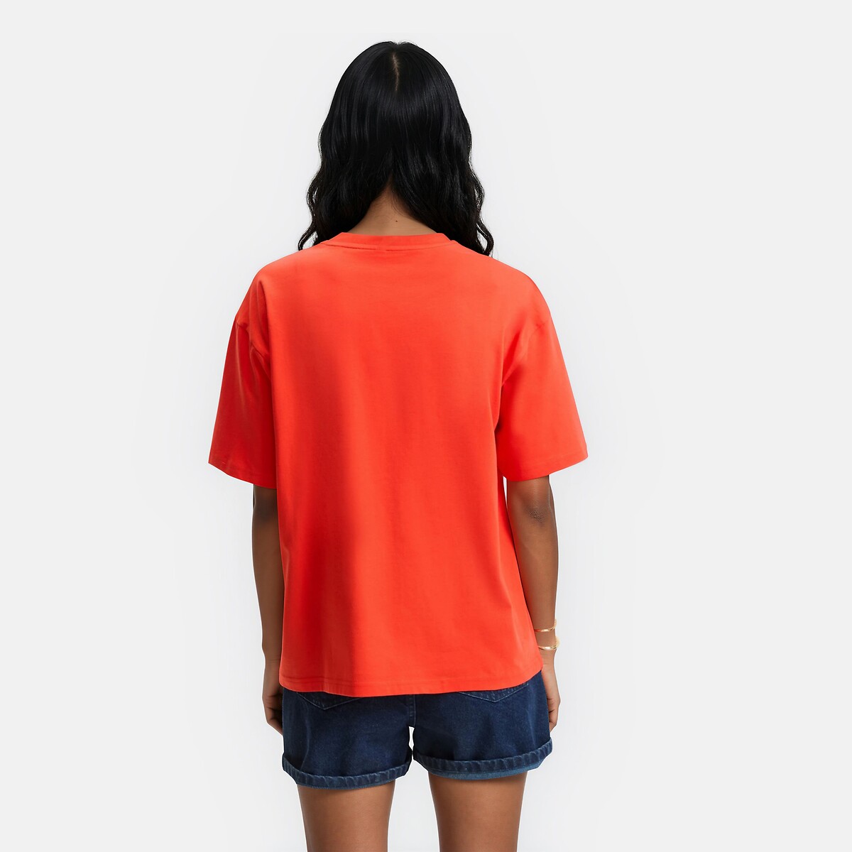 T-shirt col rond manches courtes imprimé rose, LA REDOUTE COLLECTIONS