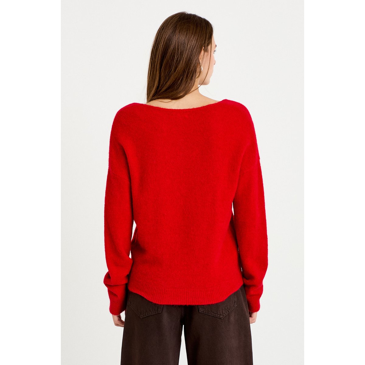 Pull avec col en V rouge, CACHE CACHE