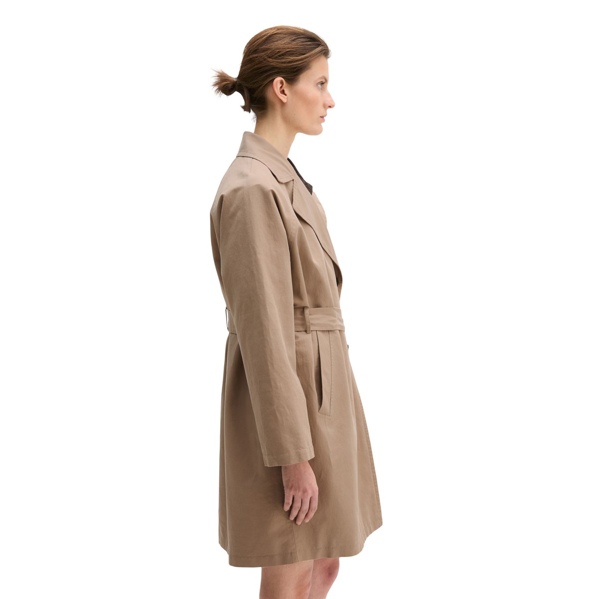 Trench-coat régulier dans un mélange décontracté de coton et de froufrous marron, MARC O'POLO