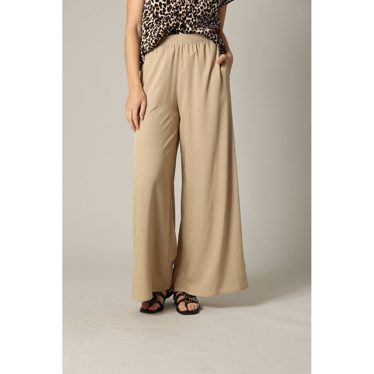 Pantalon femme en viscose bohème à taille élastiquée BALIA beige, DEELUXE