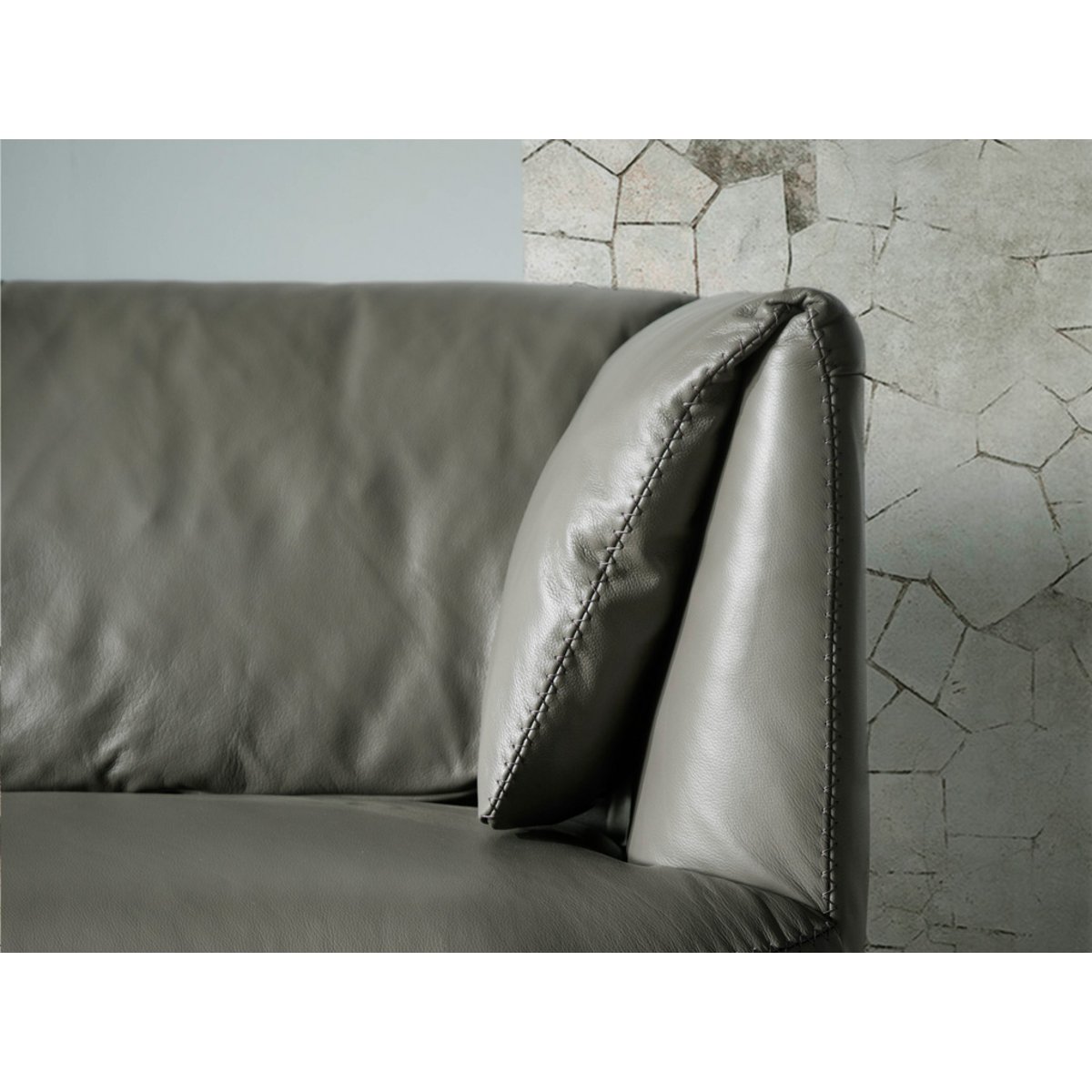 Canapé en cuir et acier gris | noir, ANGEL CERDA