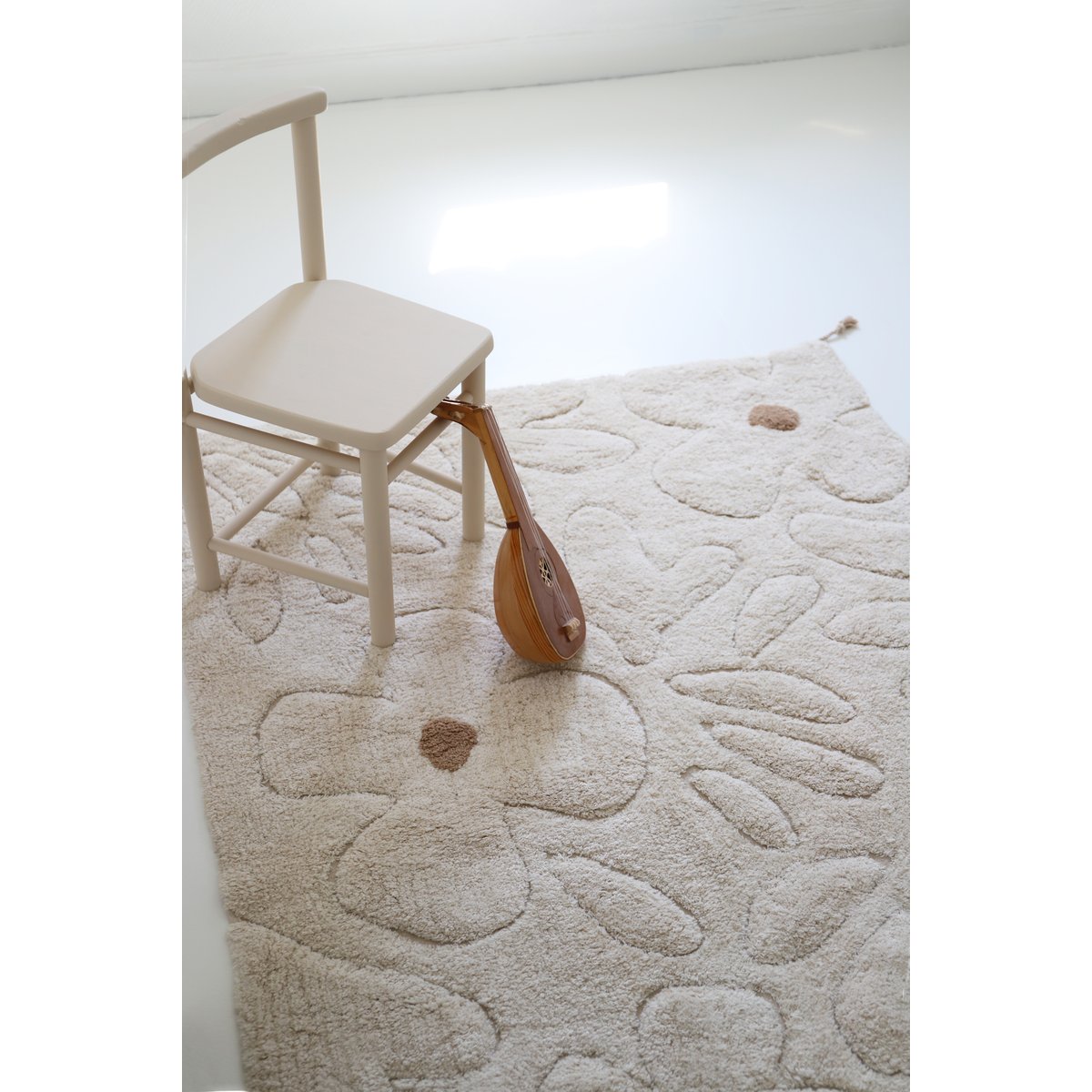 Tapis enfant lavable GENTLE FLORA ecru beige, NATTIOT