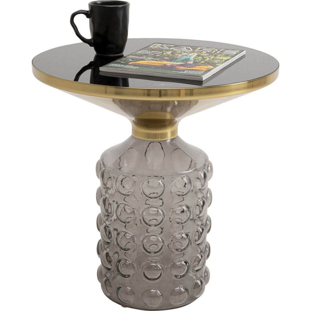 Table d'appoint en verre bullé, LOLA gris, KARE DESIGN