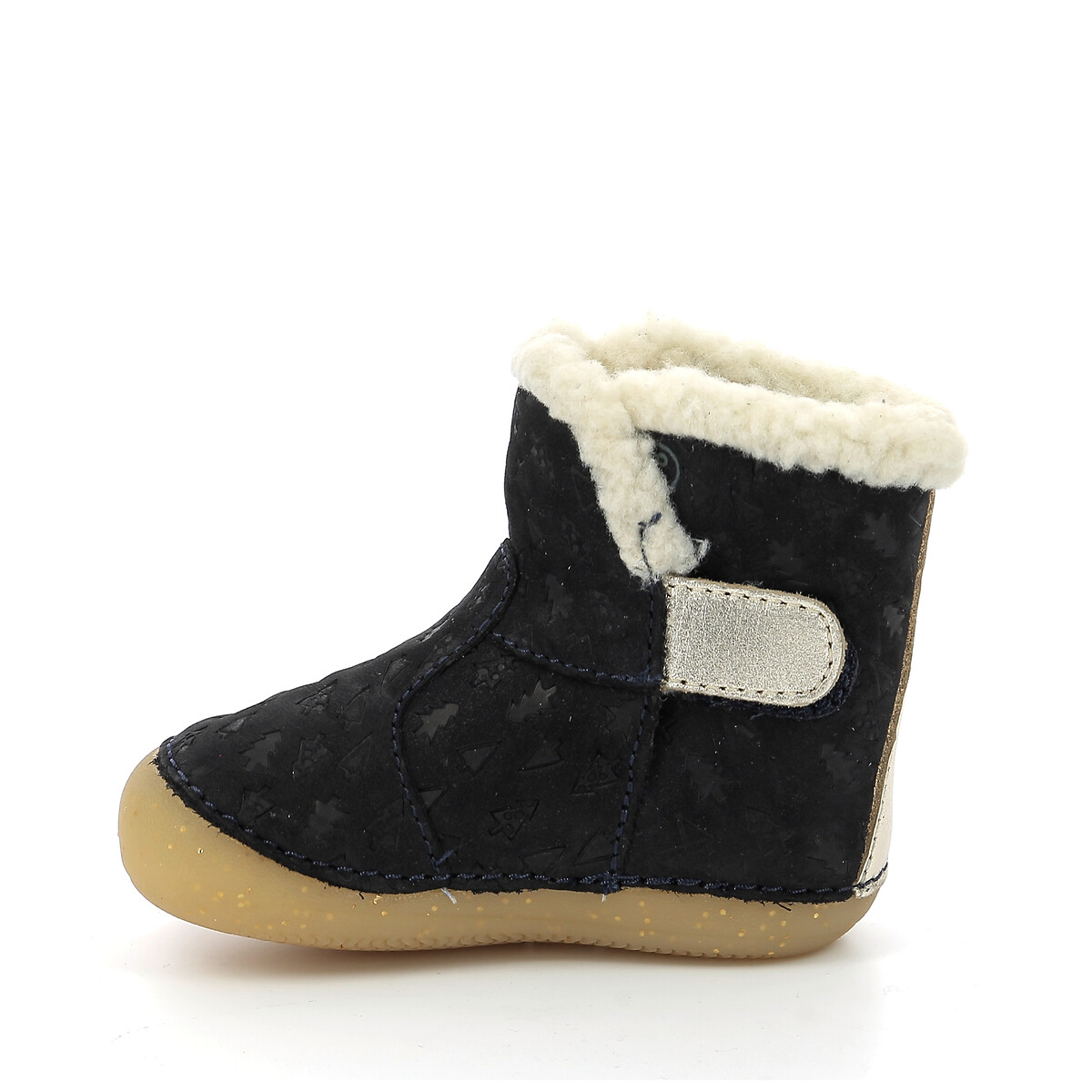 Kids So Windy Calf Boots in Leather with Flexible Sole and Faux Fur navy blue, KICKERS