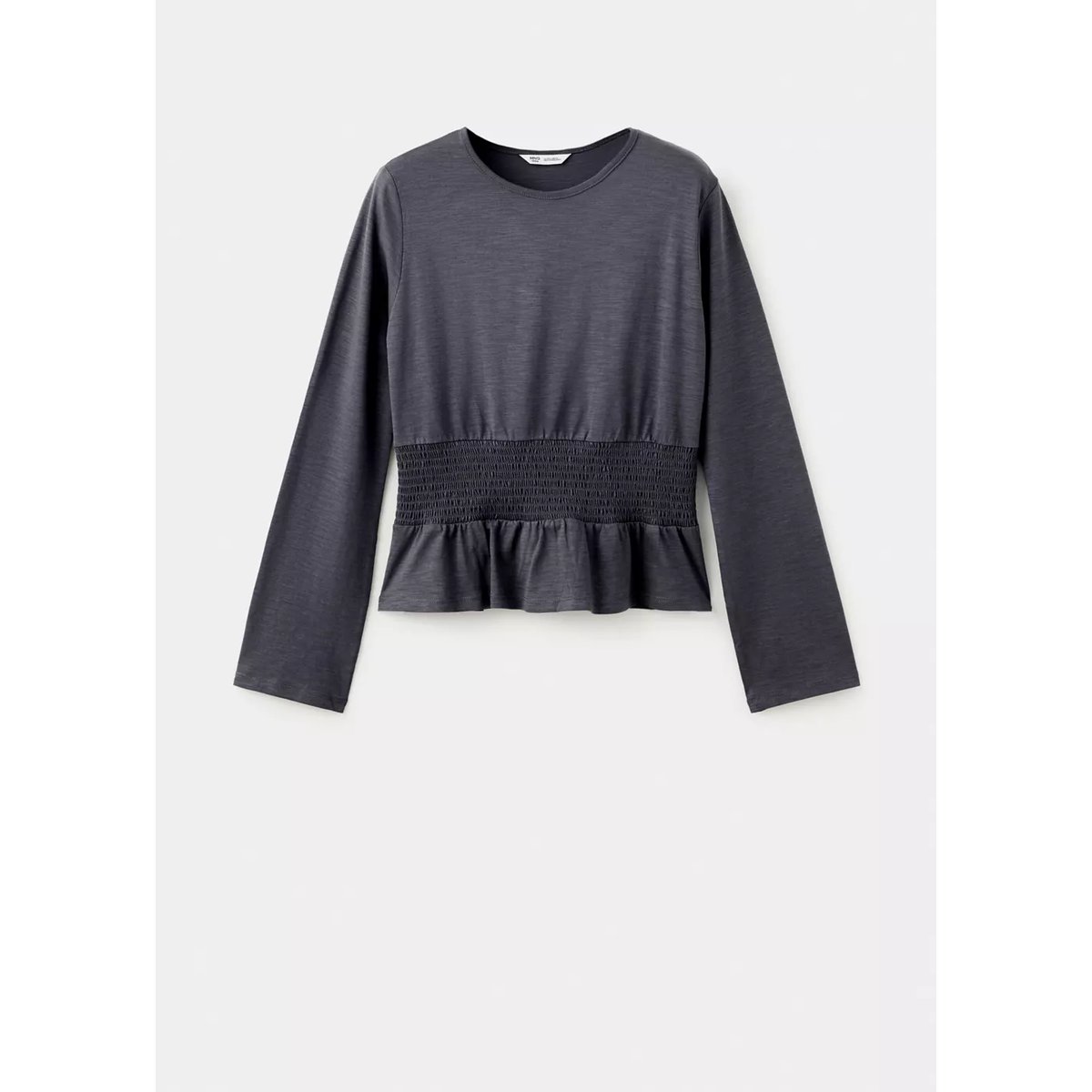 T-shirt froncé coton gris anthracite, MANGO TEEN